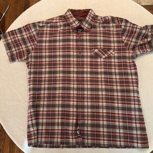 Kuhl red/black plaid short sleeve shirt XL